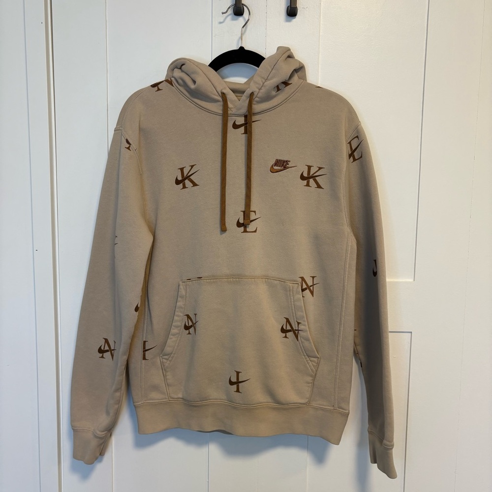 Nike NSW AOP Club Pullover Hoodie Men’s S Beige